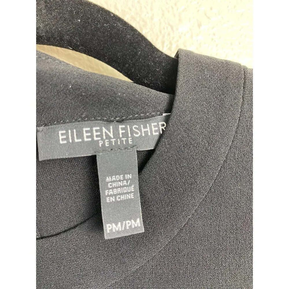 EILEEN‎ FISHER Womens Sleeveless tank Top Medium Petite Black career Minimalist